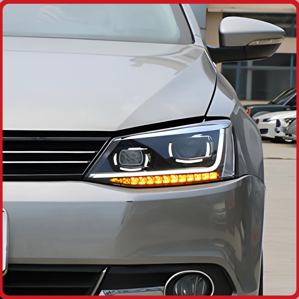 

Передние фары для VW Jetta Sagitar Vento 2012-2018, комплект фар с LED-подсветкой в стиле B8, высокое качество, установка Plug and Play.