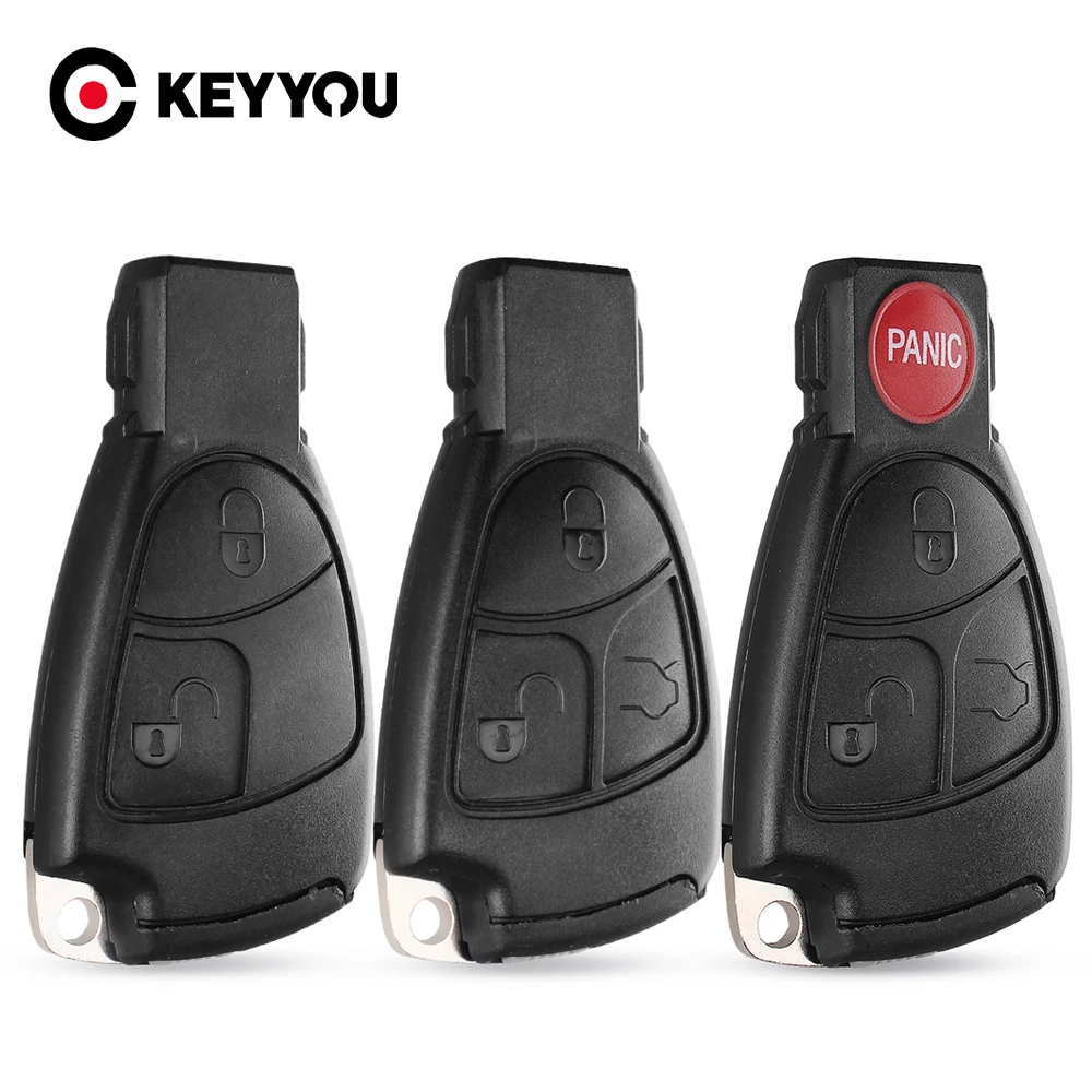 

KEYYOU With Key Blade Replacements Fob Remote Key Shell Fob Car Case Cover For Mercedes Benz B C E ML S CLK CL 2/3/4 Buttons