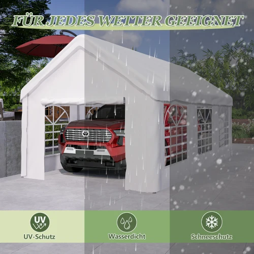 خيمة مرآب كاربورت 3x6 م – خيمة جراج كبيرة مقاومة للشتاء مع باب قابل للطي للسيارة وسيارات الدفع الرباعي والشاحنات – جدران جانبية قابلة للإزالة #4