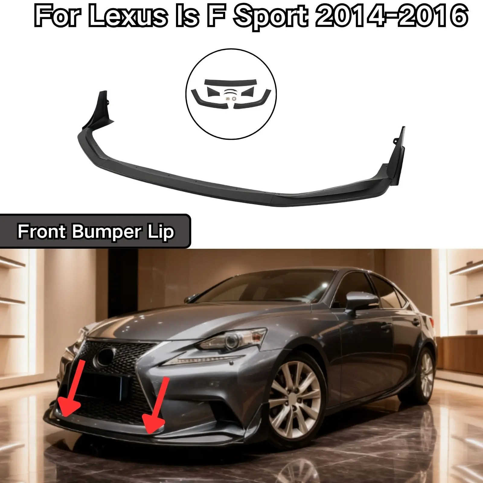 For Lexus Is F Sport 2014-2016 Front Bumper Lip Matte Black Glossy Black Carbon Fiber Painted Car Accessories ABS Plastic
