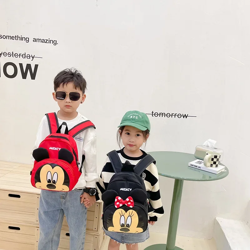 Disney Anime Mickey Mouse Backpack Kindergarten Child School Bags Cartoon Minnie Mouse Large Capacity Waterproof Backpack