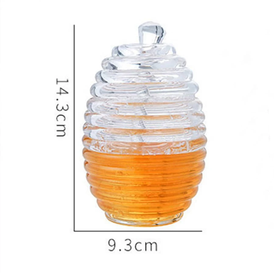 Creative Honeycomb Honey jar with stir stick Clear Storage jar Household sealed bottle with lid Food storage jar Kitchen tools