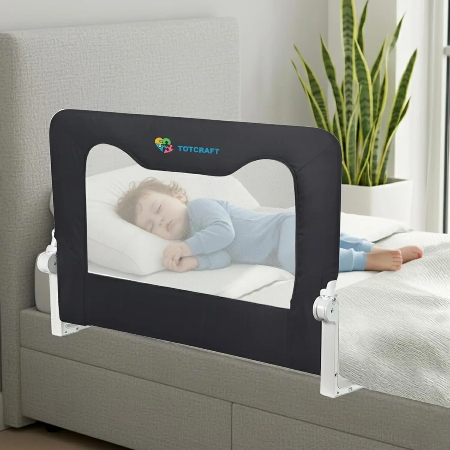 

Toddler Bed Safety Rail Guard for Queen, King, Full, Twin Mattress - Grey, 35.5W*23.5H Inch