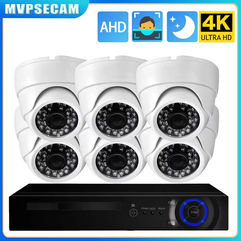 

8CH H.265+ 4K 8MP 12V AHD DVR CCTV Dome Camera System Outdoor Security 1080P IP Camera P2P Video Surveillance System DVR Kit