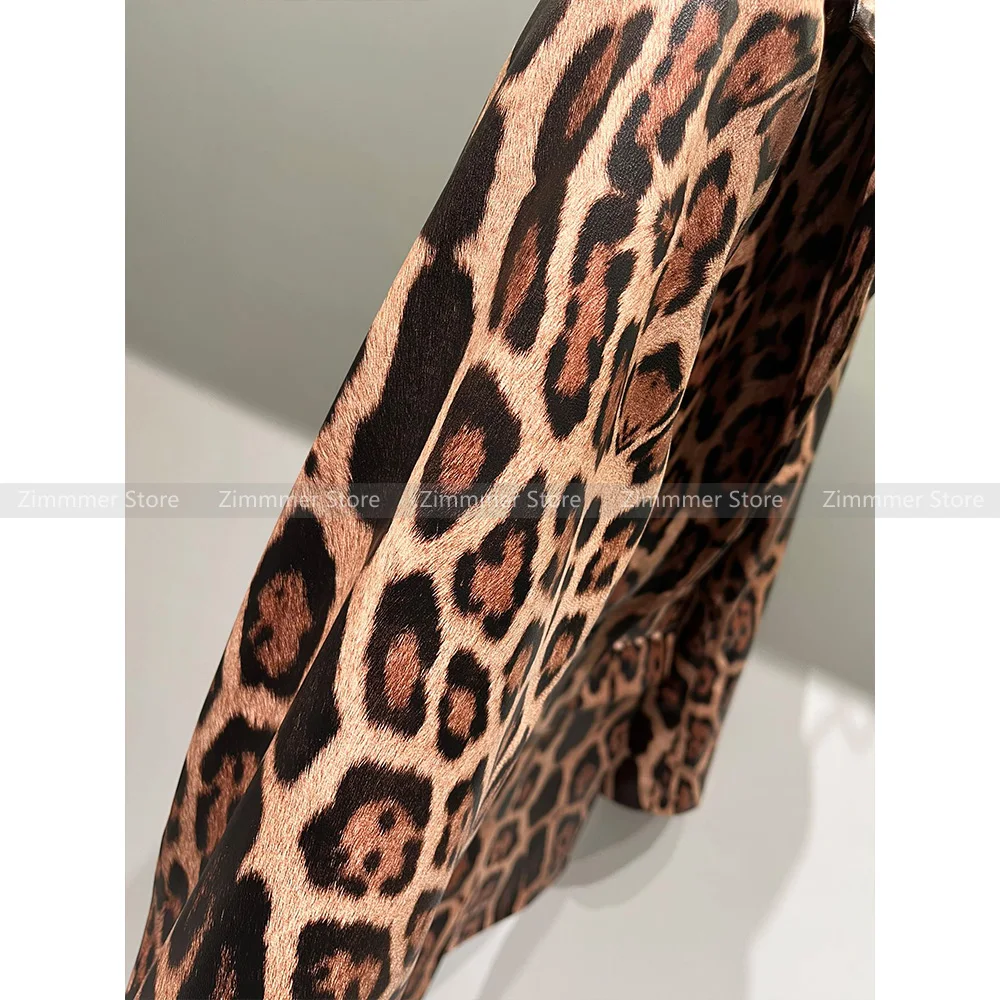 Women\'s High-end Temperament Vintage Lapel Leopard Print Long Sleeve Loose Contour Blazer