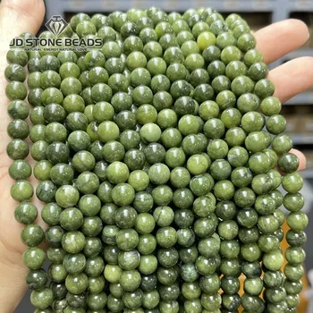 اللون الطبيعي الداكن جنوب اليشم الخرز فاصل فضفاض مستدير 4 6 8 10 12 مللي متر اختيار حجم لصنع المجوهرات سوار سوار ذاتي الصنع