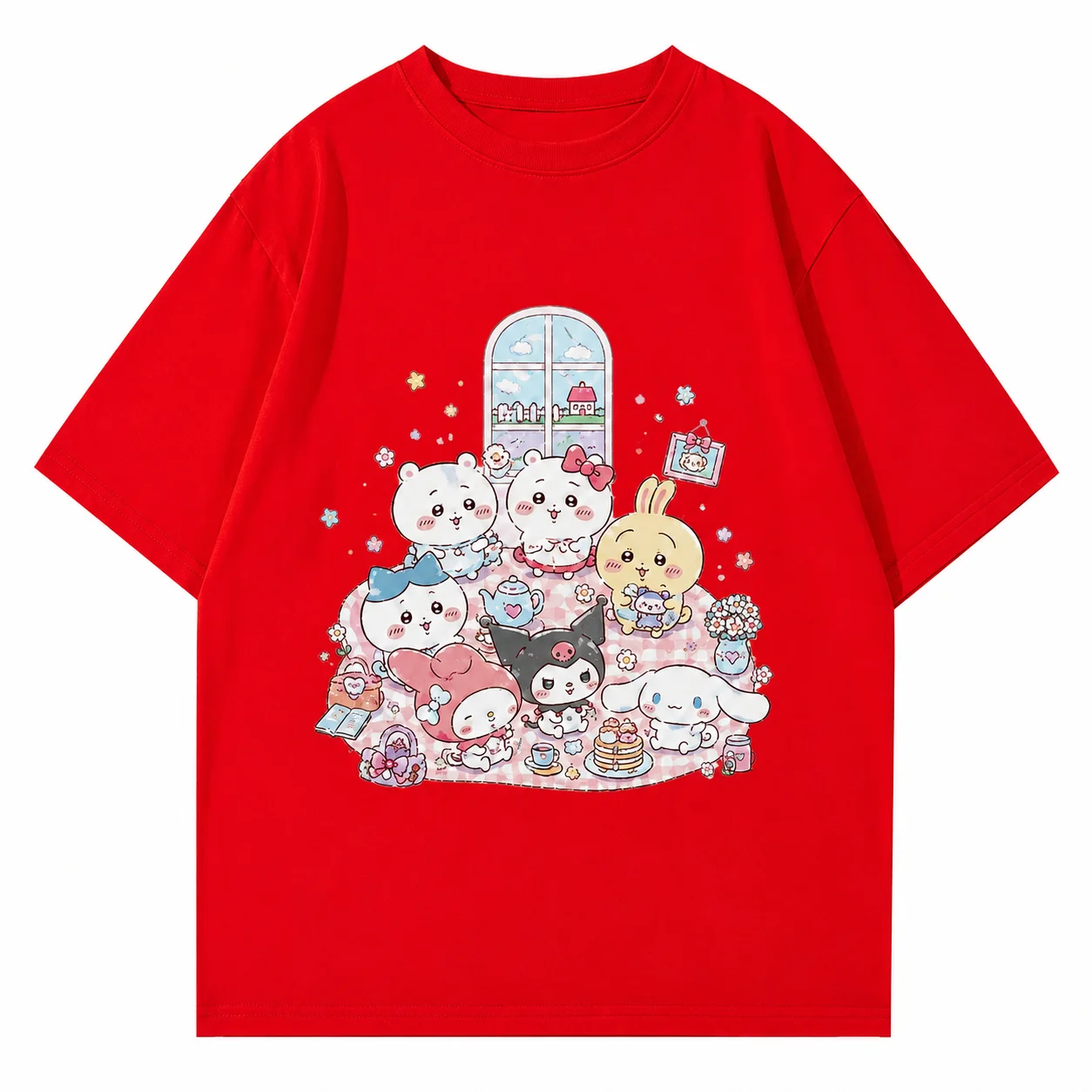 2026 CHIIKAWA Sommer Eltern-Kind Reines Baumwoll-T-Shirt Bequem Atmungsaktiv Hochwertig Ins Y2k Herren-T-Shirts – Detail 6