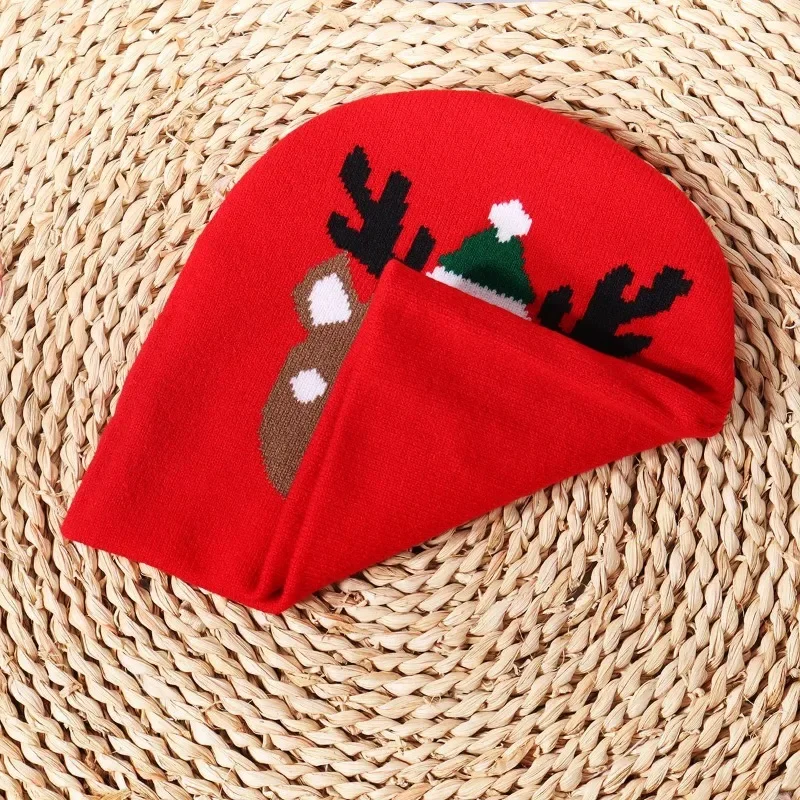 Women Hat for Boy Dome Christmas Hats Jacquard Domo Keep Warm Winter Hats Child Knitting Wool Decorate Eavesless Couple Activity