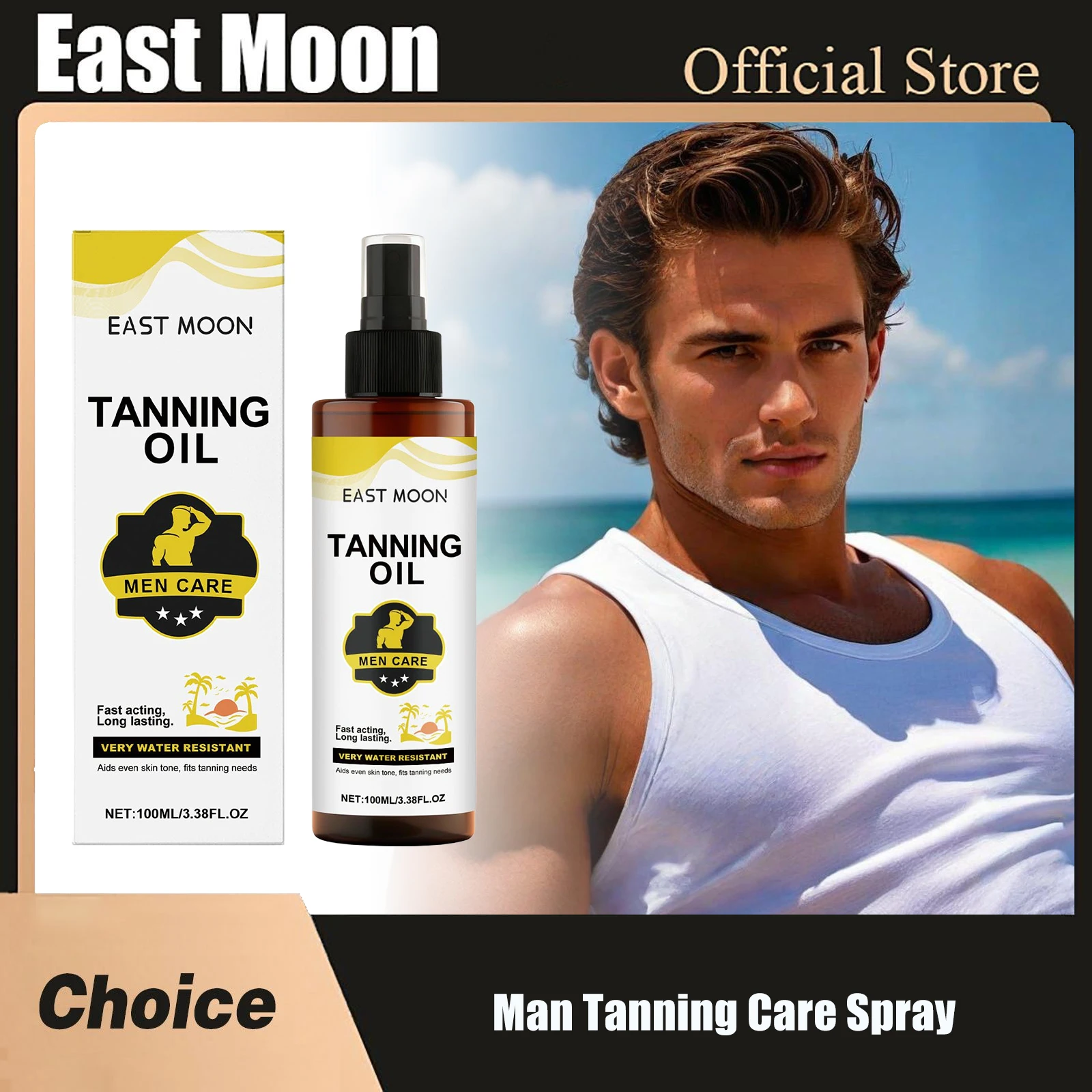 

East Moon Man Tanning Care Spray With Bronze Color Solarium Lasting Nourishing For Dancer 0 Spf No Sun Accelerator Tanning Spray