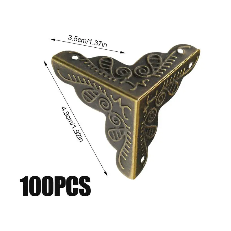 Vintage Stair Dust Corners 100PCS Metal Box Corner Protectors Decorative Box Corner Guard Elegant Corner Protectors For Home