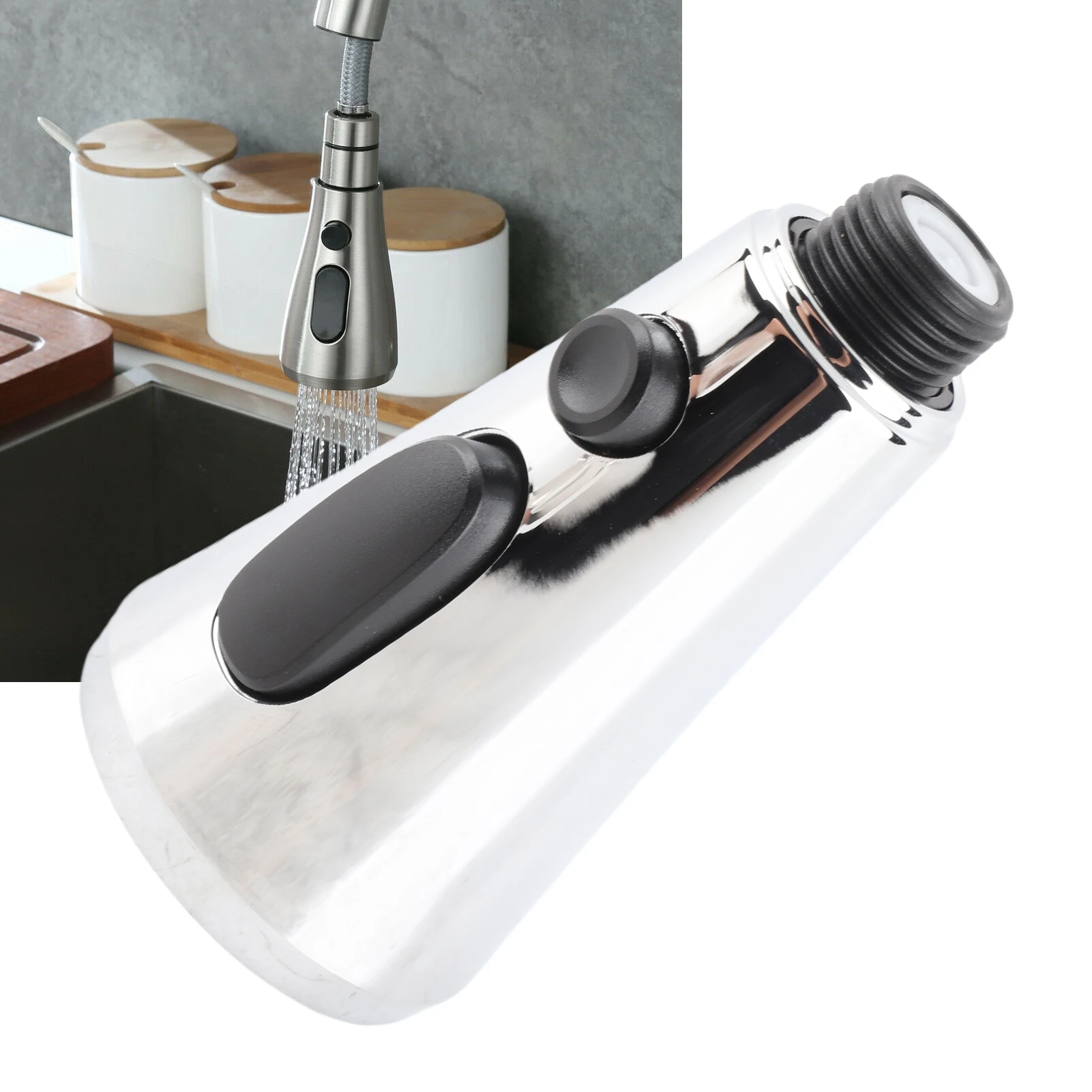 

Kitchen Sink Faucet Head Faucet Spray Head G1/2 Electroplated Silver 3 Modes Stainless Steel ABS Rustproof for Kitchen Sink