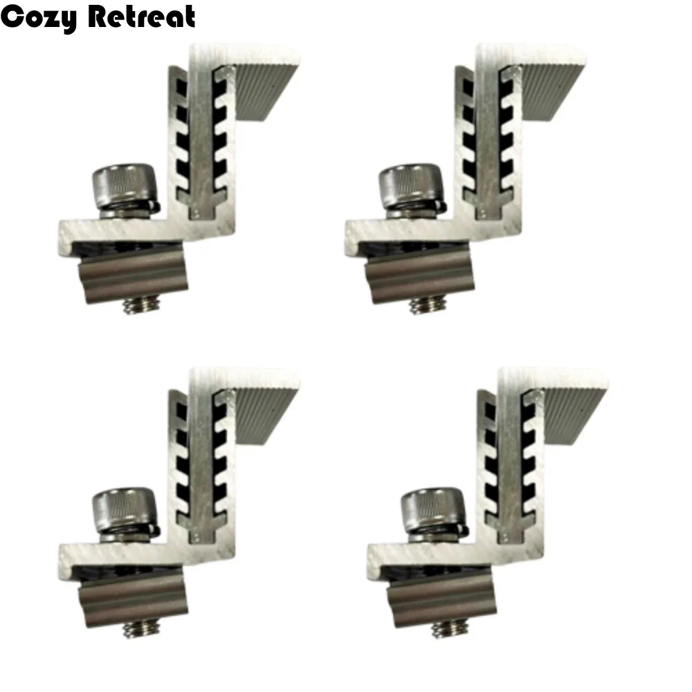 

4Pcs Adjustable Solar Panel Clamps Medium Pressure Aluminum Solar End Mid Clamp Kit Durable Side Pressure Solar Rail End Clamps