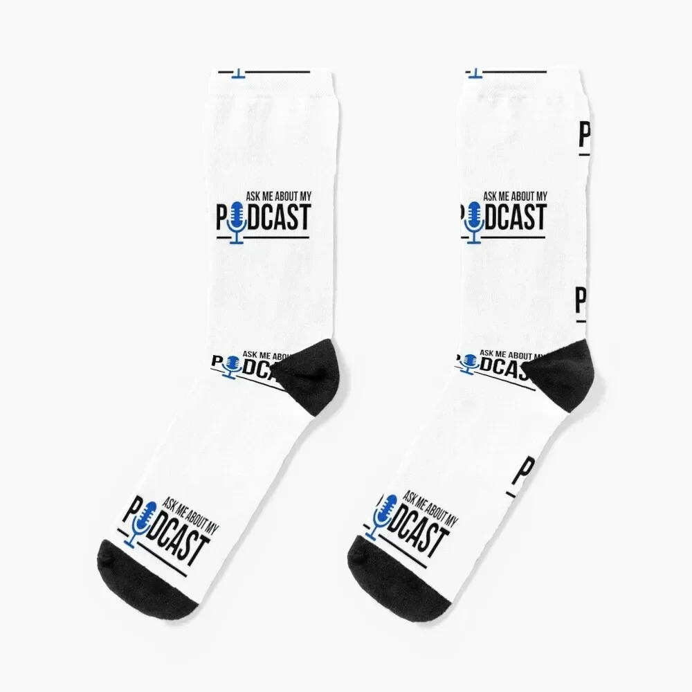 

Ask Me About My Podcast Socks hiphop cartoon gym Soccer Socks Woman Men's