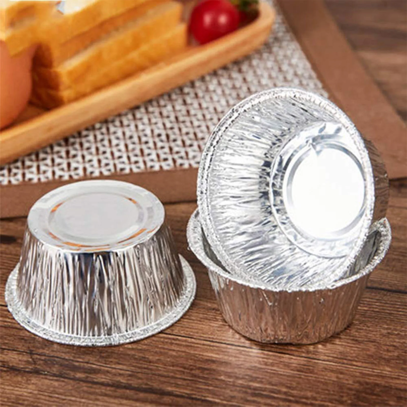 250Pcs Reusable Aluminum Foil Baking Cups Egg Tart Pan Cupcake Case Tart Cake Mold Bakewares with Tin Barbecue Cake Making Cup