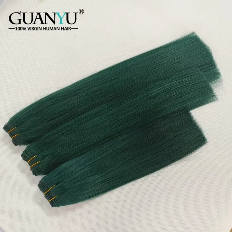 10A Grade Dark Green Human Hair Weft Straight Sew In Hair Extensions Machine Double Weft Human Hair Bundles for Women