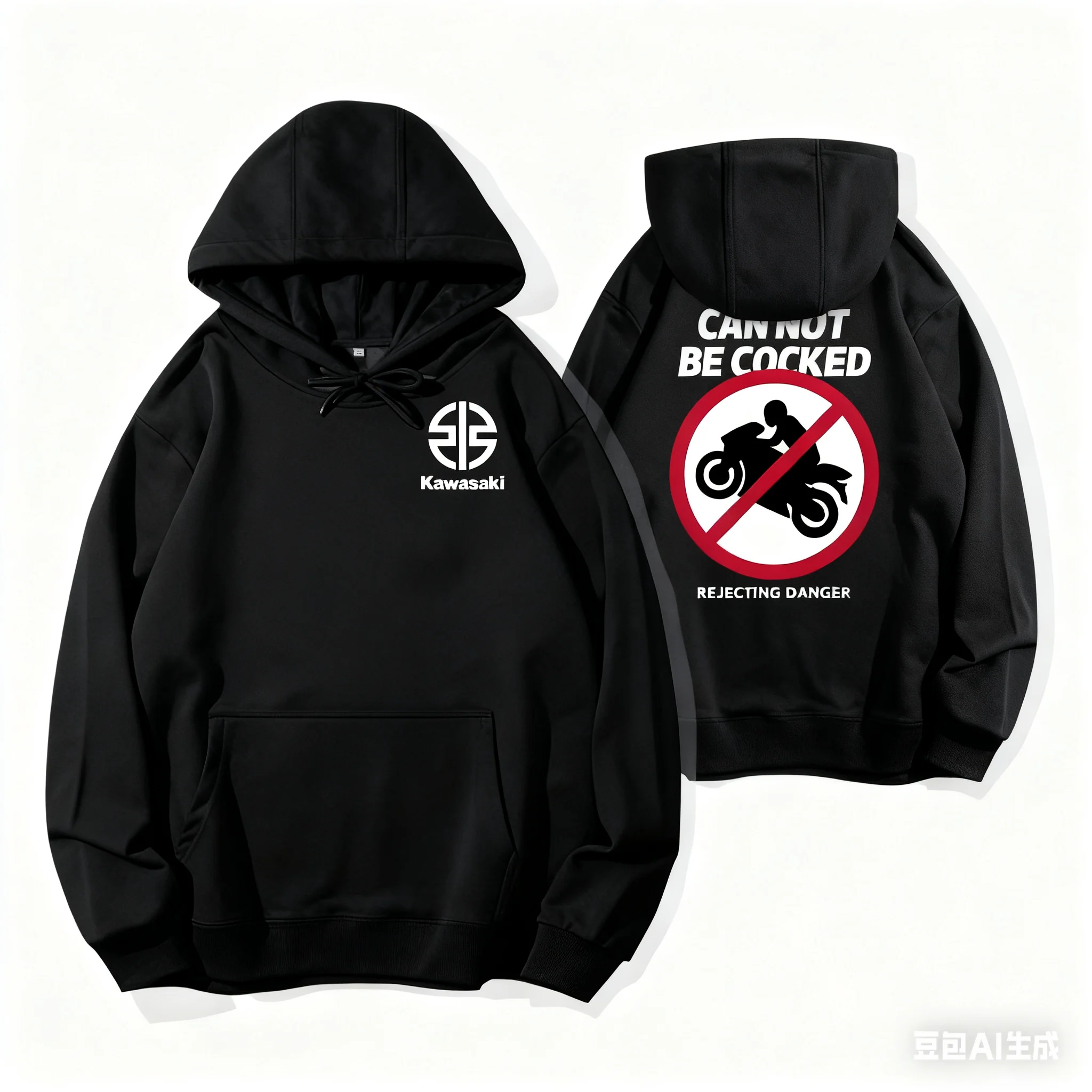 Heißverkauftes neues Kawasaki, Refuse Danger, bedrucktes Street Casual Übergroßes Pullover-Sweatshirt, Motorrad-Sicherheits-Themenoberteil