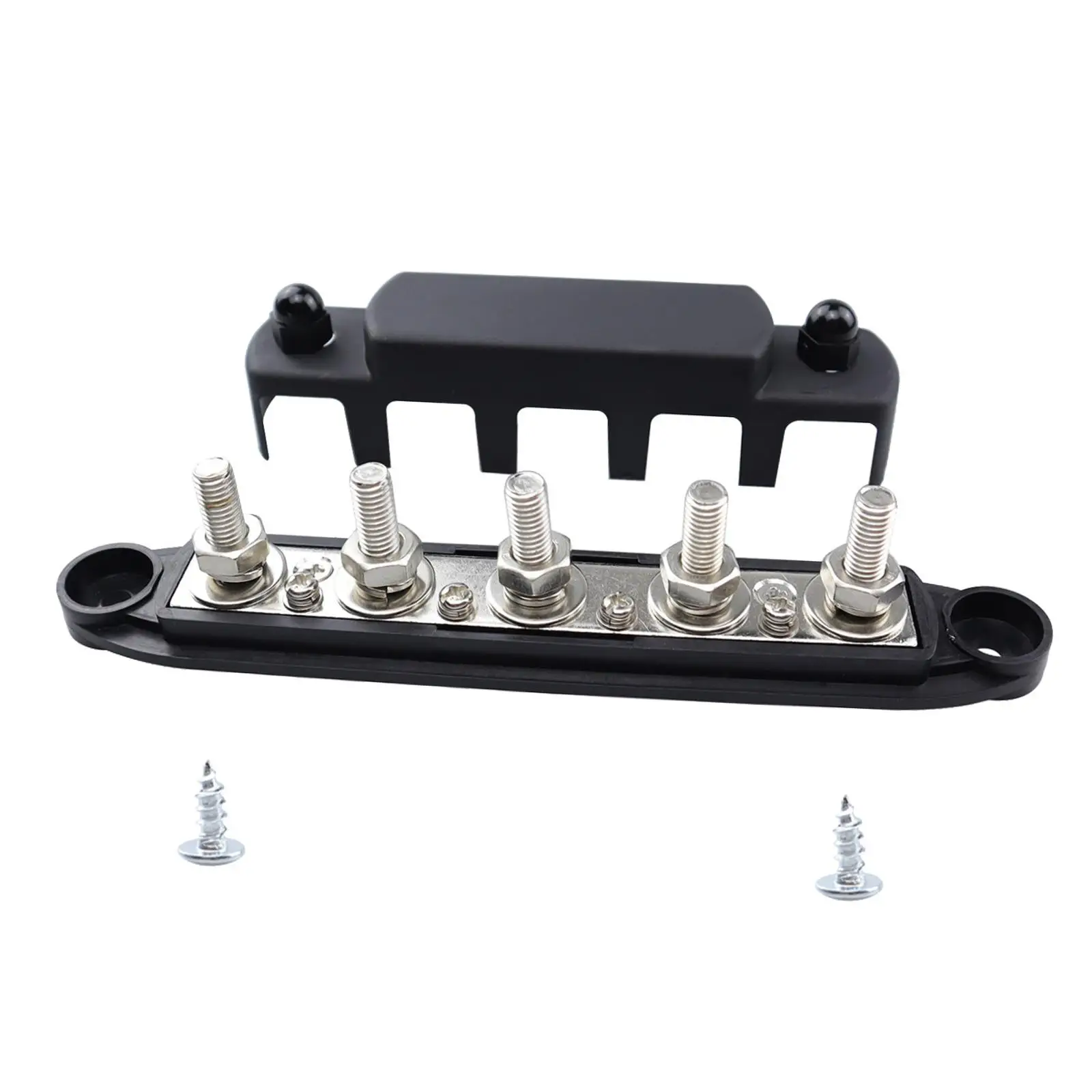 Boat Busbar With Cover Truck Automotive Bus Bar Heavy Duty 5 Stud Power Distribution Block Stainless Steel And Brass