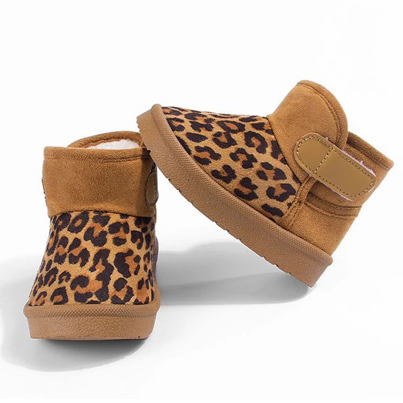 Kids Leopard Print Snow Boots Winter Boys Girls Warm Cotton-padded Shoes Soft Bottom Toddler Baby Children Boots CSH1708 view 4