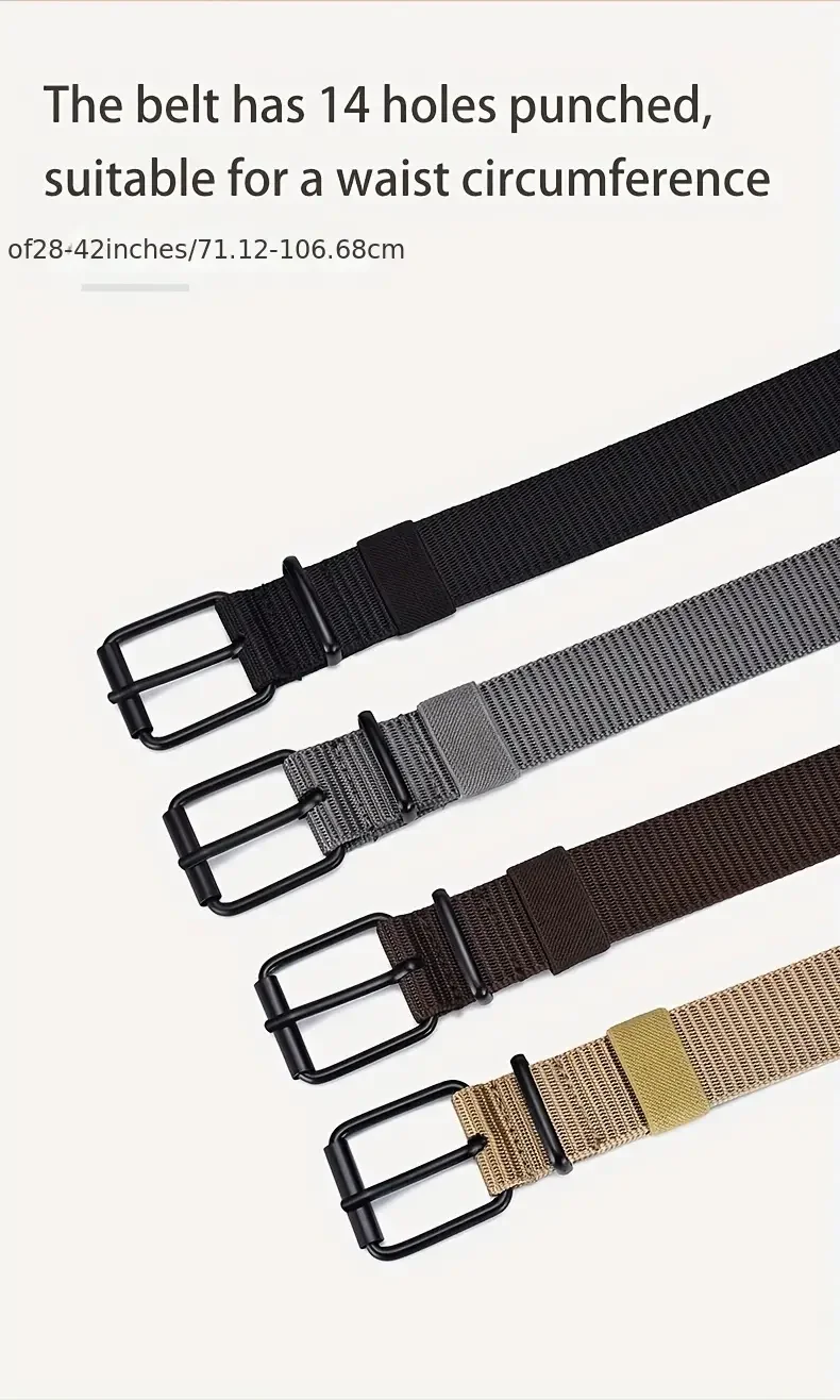 3pcs Men's Casual Canvas Belt, Golf Belt, Durable Outdoor Sports Pants Belt, Jeans Belt, Suitable for Daily Leisure and Sports