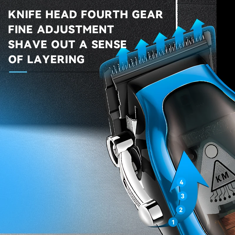 Kemei Professional Hair Clipper Barber Cordless Hair Trimmer Electric Hair Cutting Machine Powerful Magnetic Motor 9000RPM 10W image 2