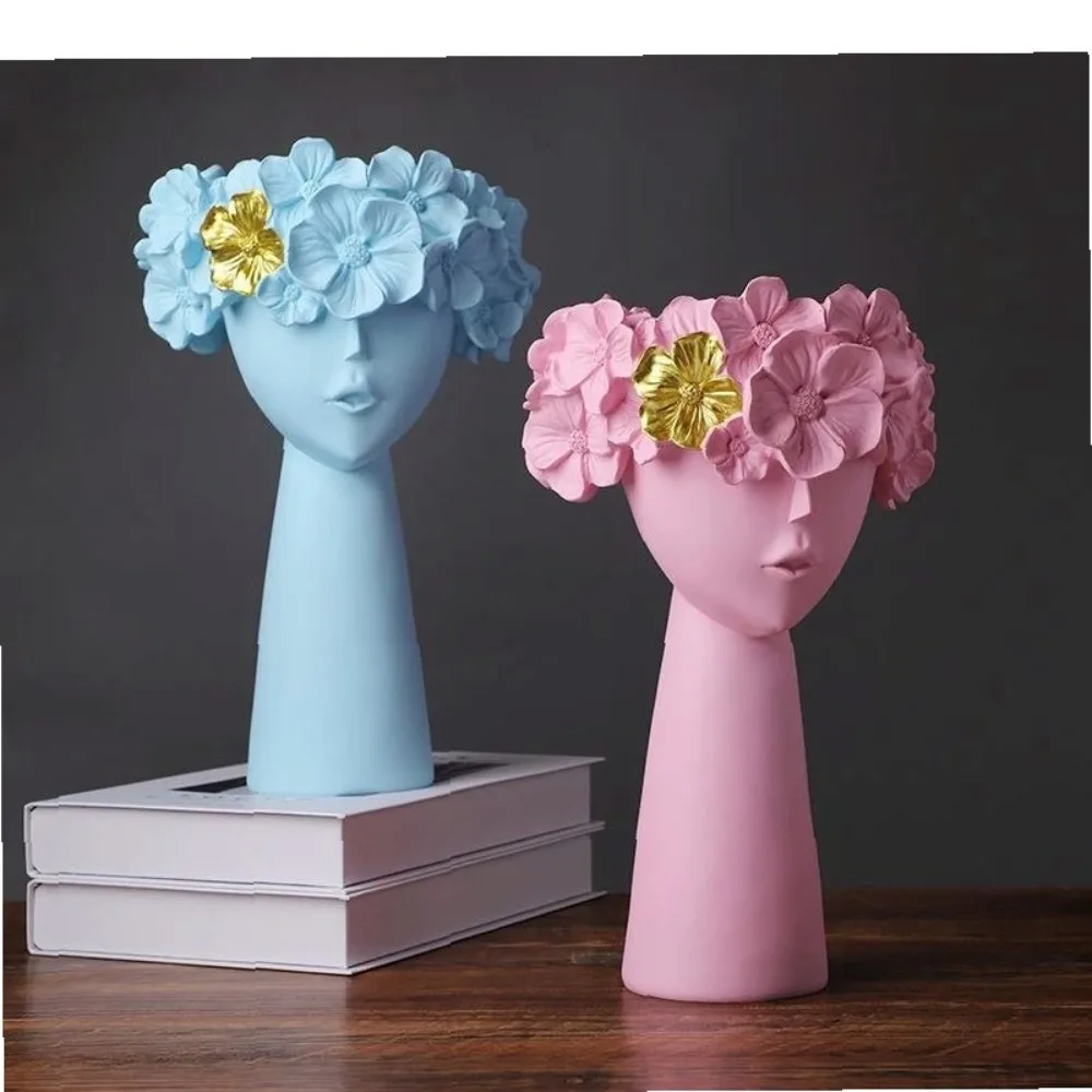 Flower Girl Flowerpot Plant Potted Resin Vase Abstract Figure Portrait Monroe Room Countertop