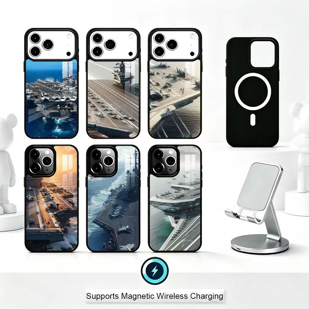 

Sci-fi technology aircraft carrier Phone Case For iPhone17,16,15,14,13,12,11 Plus,Pro Allows magnetic wireless charging