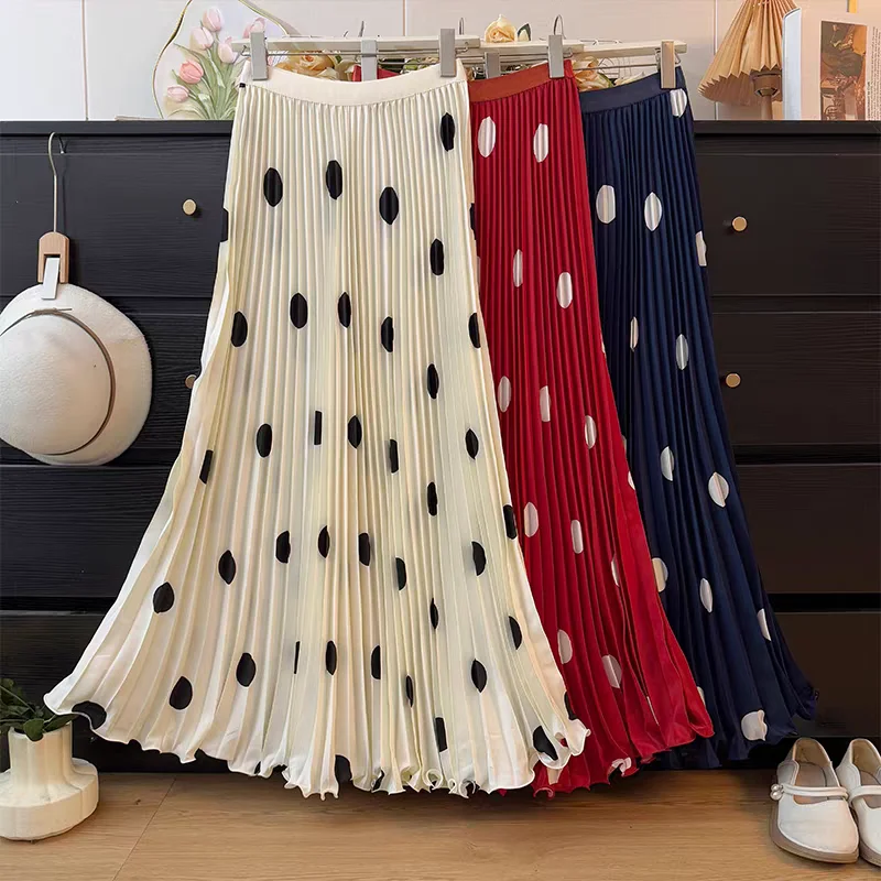 Sweet & Vintage A-Line Pleated Skirts for Tall Women - 2026 Spring Summer High Waist Flowy Skirt