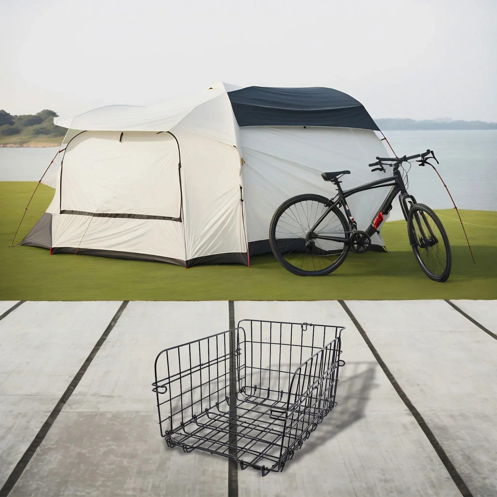 Basket Cargo Foldable Steel Wire Steel Frame Stacking Basket Bike Folding Basket Steel Practical To Use Bike Folding Basket