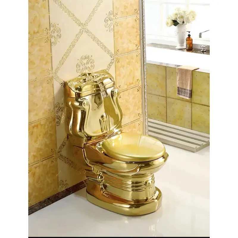 European palace Golden retro hotel relief split seat colorful Gold Creative toilet