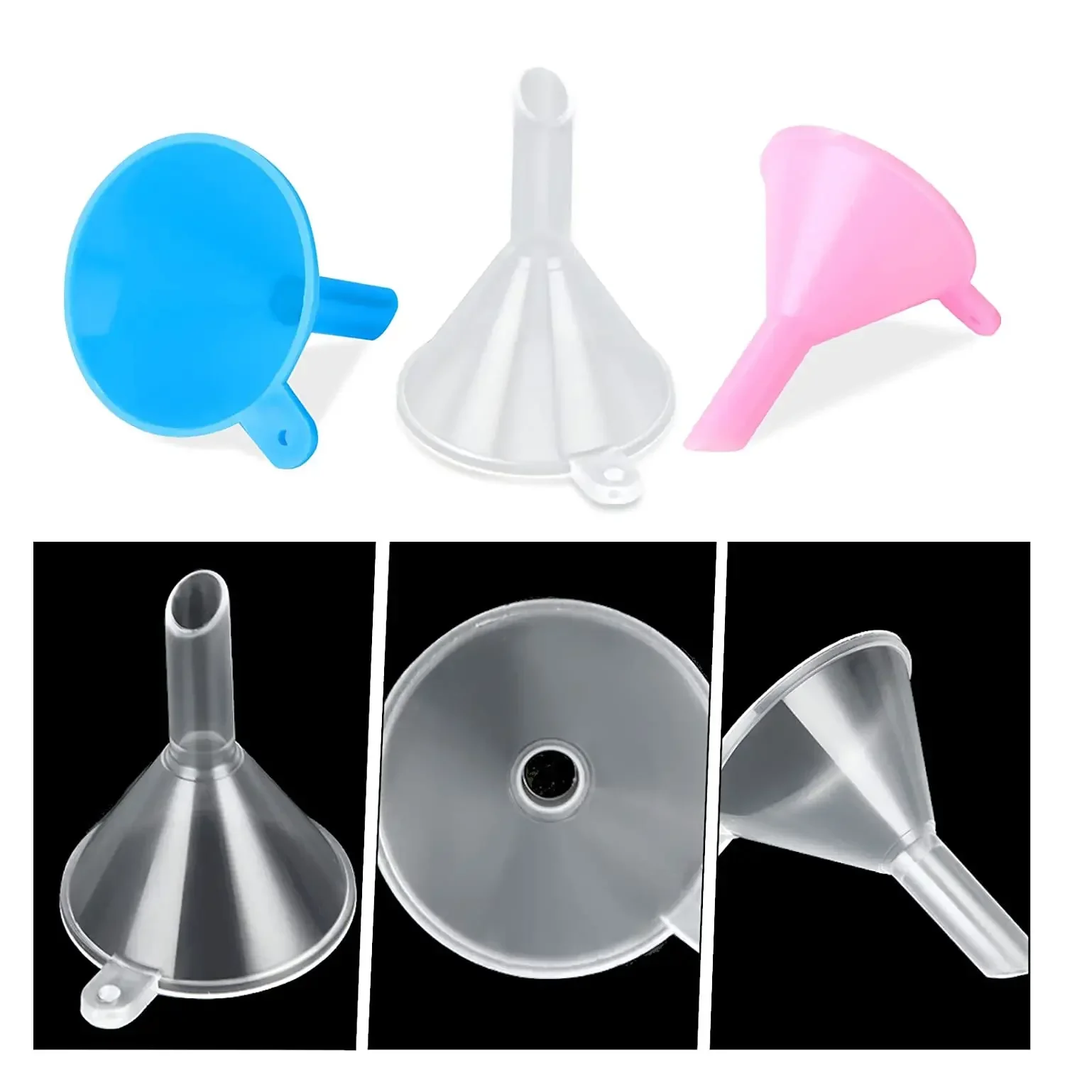 50Pcs Mini Plastic Funnels Distribution Tools For Sand Art Filling Bottles Lotion Water Essential Oils Lotions Shampoo Condition