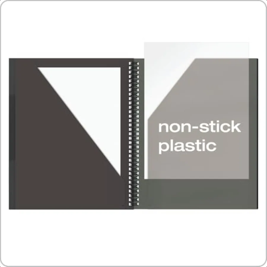 Cartella a 10 tasche Robusto portafoglio a spirale in plastica Bordi antistrappo 8 tasche 2 tasche interne diagonali Formato lettera Nero 89332