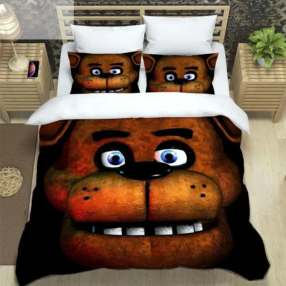 Impressão 3D F-Five-Nights At Freddy's FNAF Conjunto de lençóis King Twin Double Boys Cama Mircofiber ou Poliéster Capa de edredão
