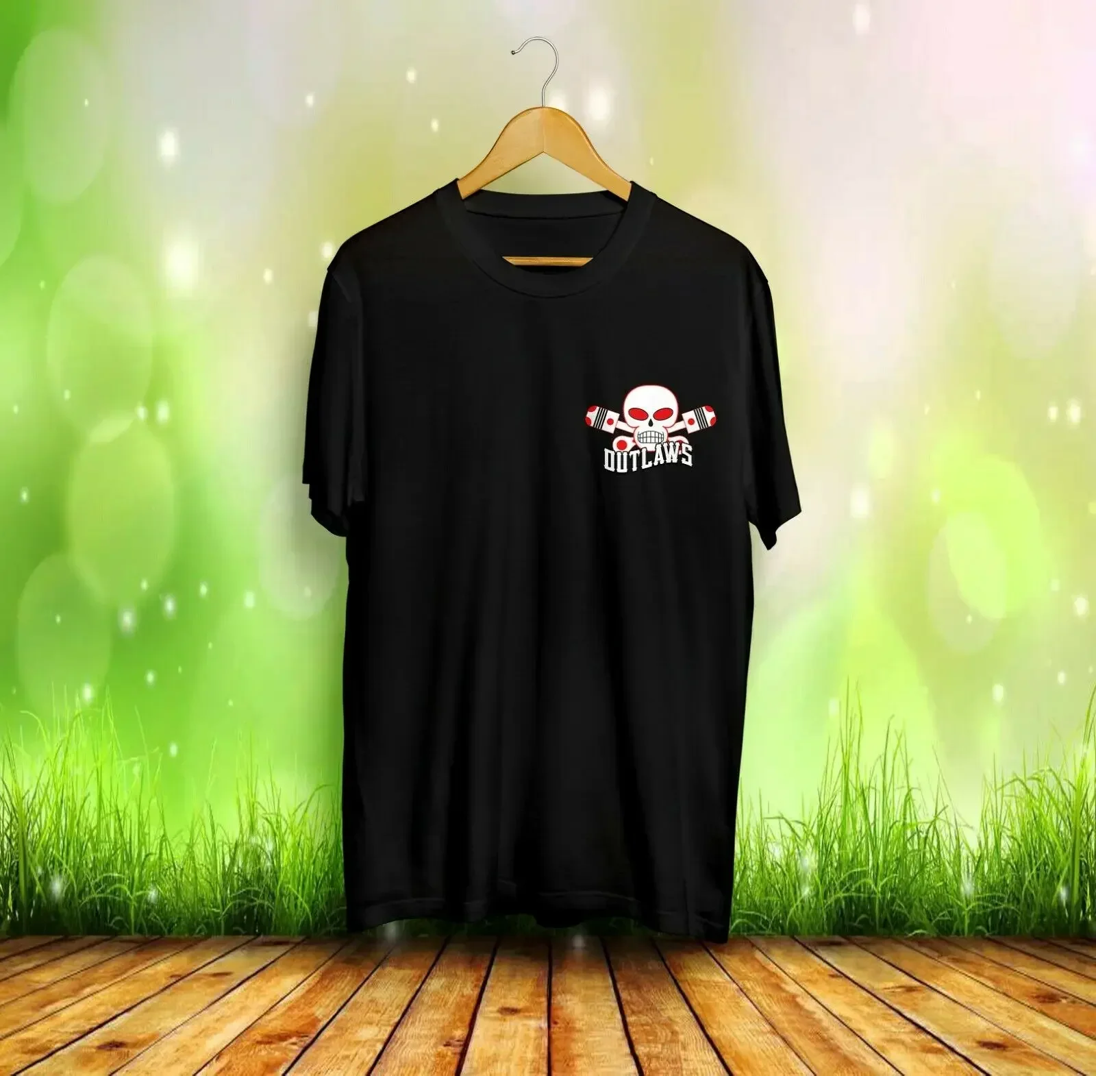 Outlaw Logo Motorcycle Tees Short Sleeve Mens T-Shirts 2 Sides 2019 Unisex Tees