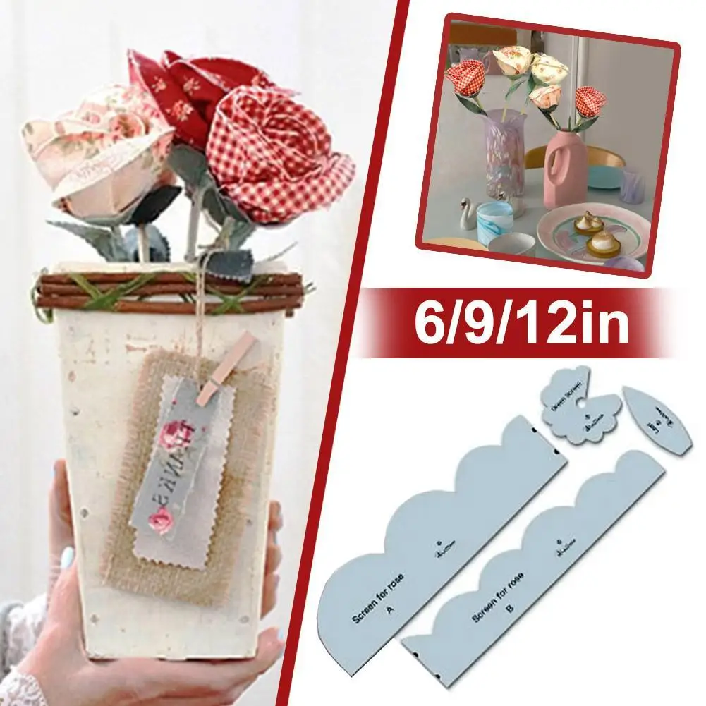 High-end 4PCS 6/9/12IN Fabric Rose Ruler Four-piece Ruler Template Set Home Office Use