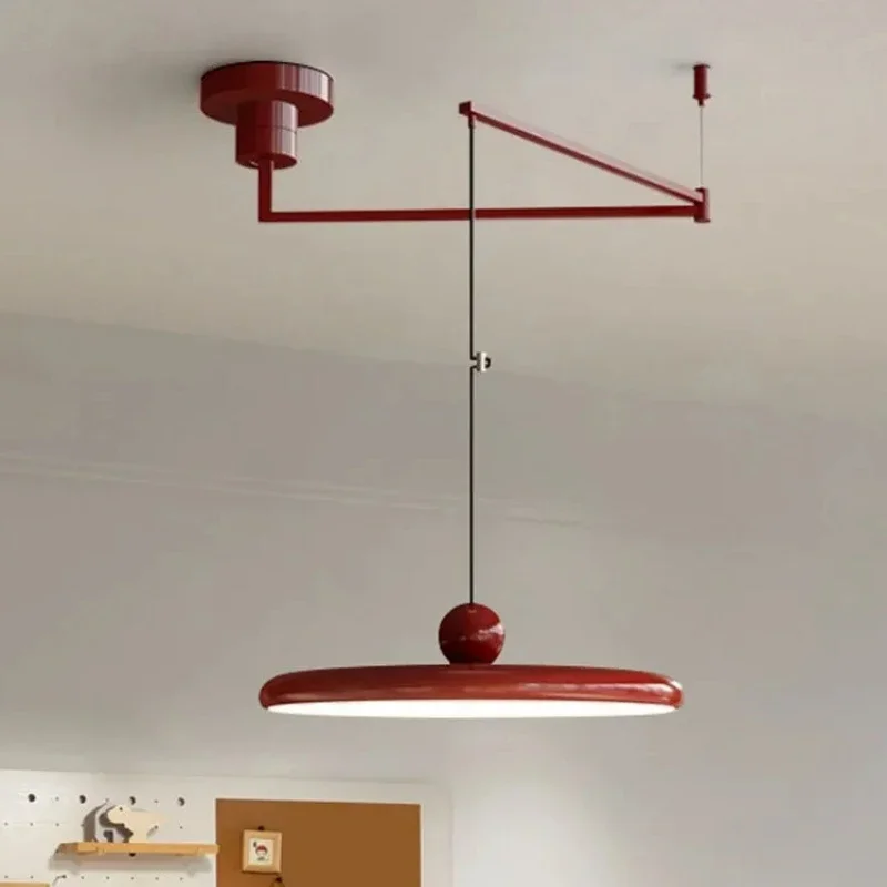 New Swing Arm Cream Style Flying Saucer Pendant Light Dining Room Lamp Eye Protection Dining Table Living Room Lighting Fixture