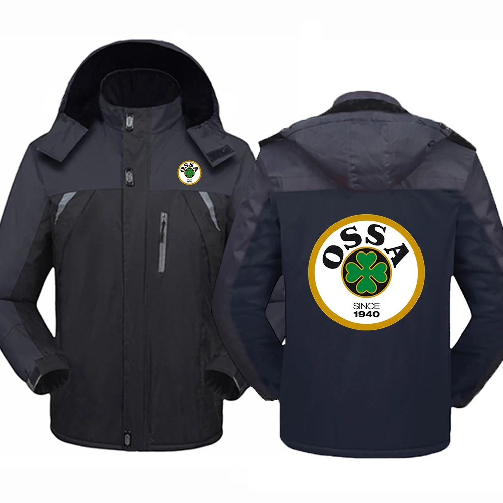 

2025 Autumn And Winter Men's OSSA Logo Classic Retro Motorcycle Logo Print Wrinkle-Resistant and Wear-Resistant Thicken Jacket