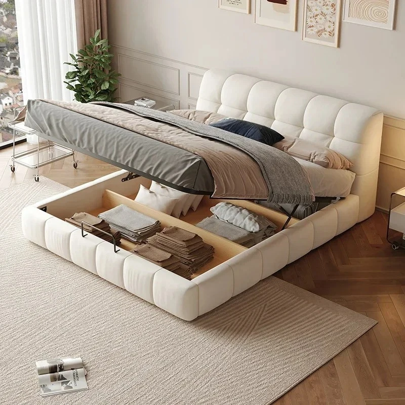 Unique Nordic White Double Bed Frame Simple Modern Adults Bed Princess Queen Postmodern Muebles Para El Hogar Hotel Furniture