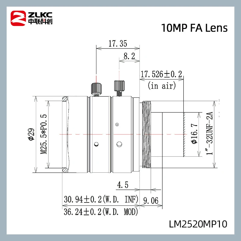 25mm Lens C Mount Camera 2/3 Inch 10MP High-quality Lens F2.0 Aperture Machine Vision Low Distortion fa/cctv Cameras LM2520MP10