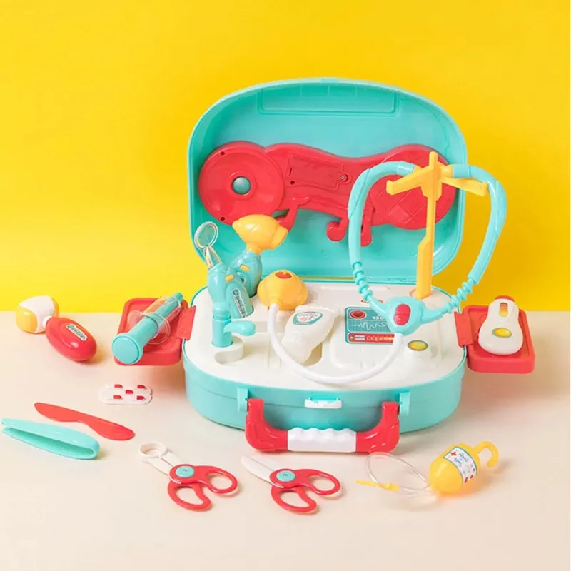 16 pièces/ensemble accessoires de médecin de Simulation kdis Kit d'outils médicaux lumière électrique musique stéthoscope thermomètre ensemble jouer maison jouet