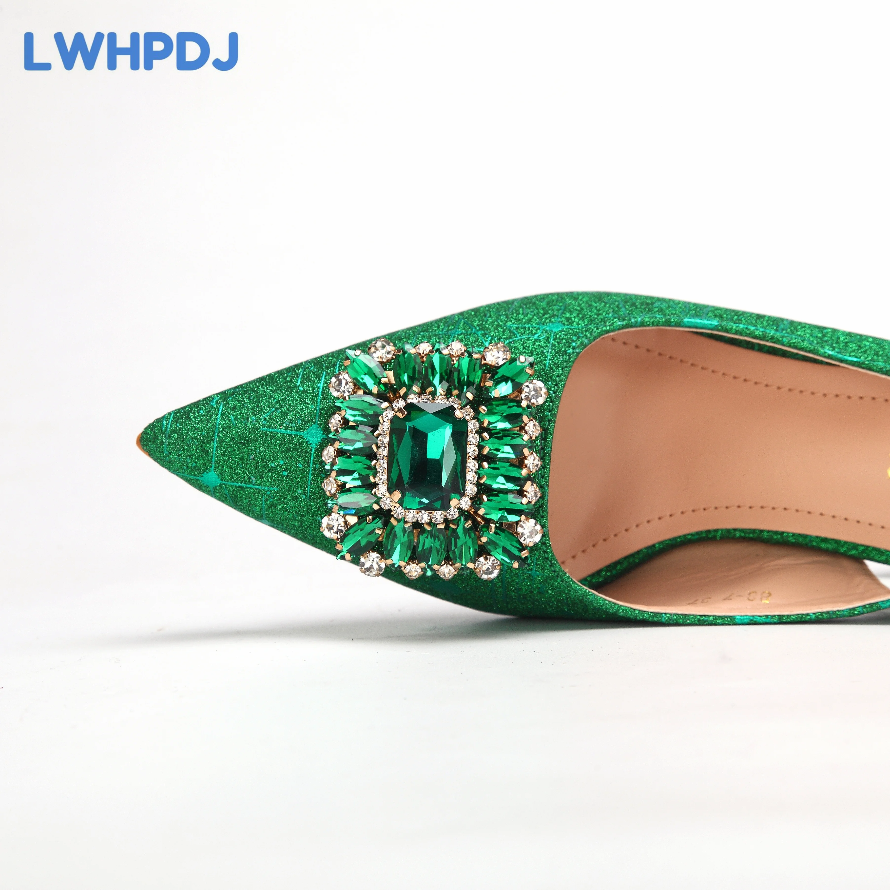 Green Color New Coming Special Design Pointed Toe Ladies Shoes Matching Bag Set For Women Wedding Party Pump