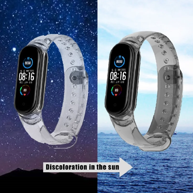 Per Xiaomi Mi Band 6 5 7 NFC cinturino da polso di ricambio TPU cinturino per cambio colore morbido cinturino per cinturino intelligente trasparente