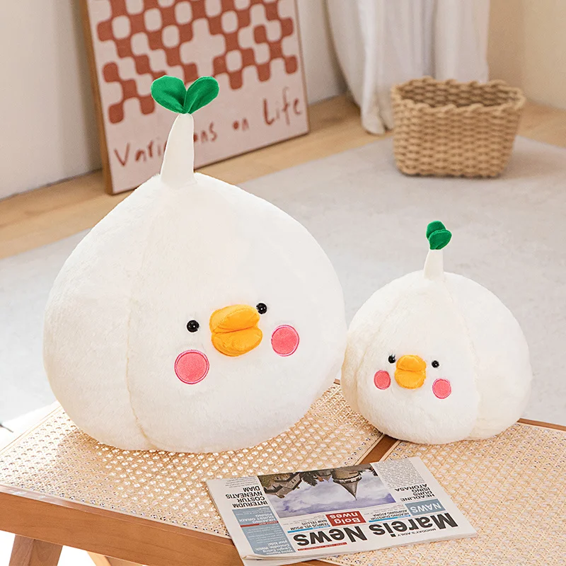 Creative Cute Round Garlic Duck Plush Throw Pillow Toy Kawaii Stuffed Animals Plants Plushies Cushion Anime Soft Kids Toys Gifts