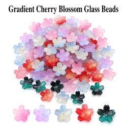 11mm Gradient Cherry Blossom Glass Beads - 1mm Hole, 10pcs/Pack for DIY Jewelry, Necklaces, Bracelets & Earrings