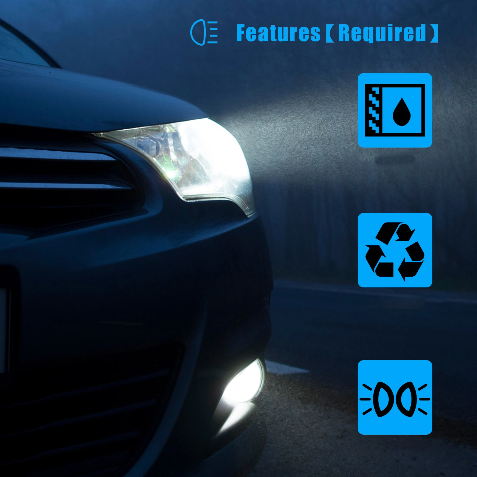 

Square LED Driving Fog Light Auxiliary 6000K Bright Triple Row ABS Aluminum Work Lights Car Truck Spot Backup Construction