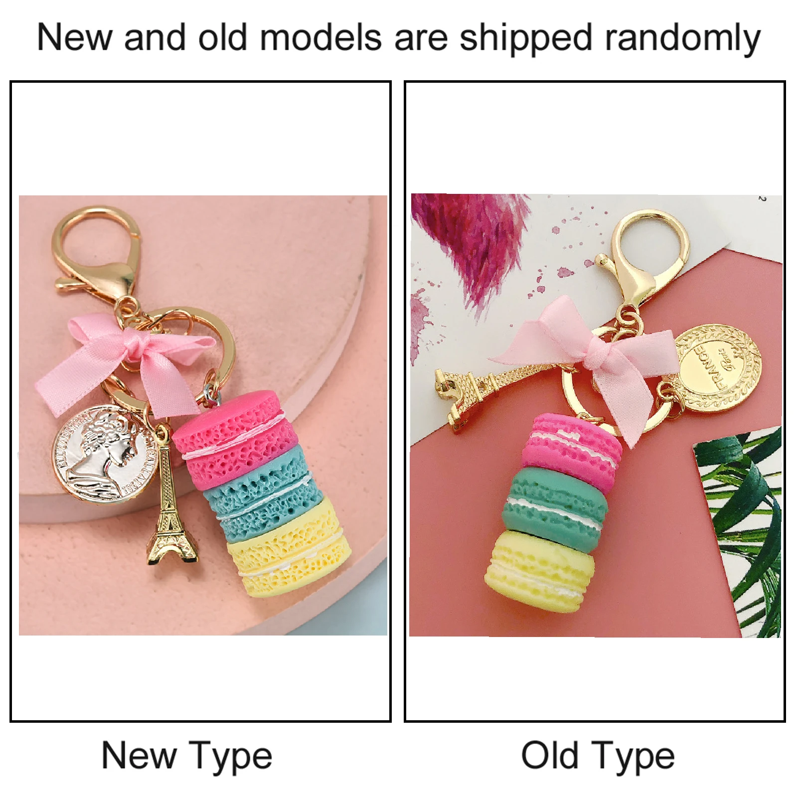 D9 Colorful Cute Macaroon Eiffel Tower Keychain Keyring Bag Pendant Car Charm Halloween Decoration Room Home Decor Items Bags