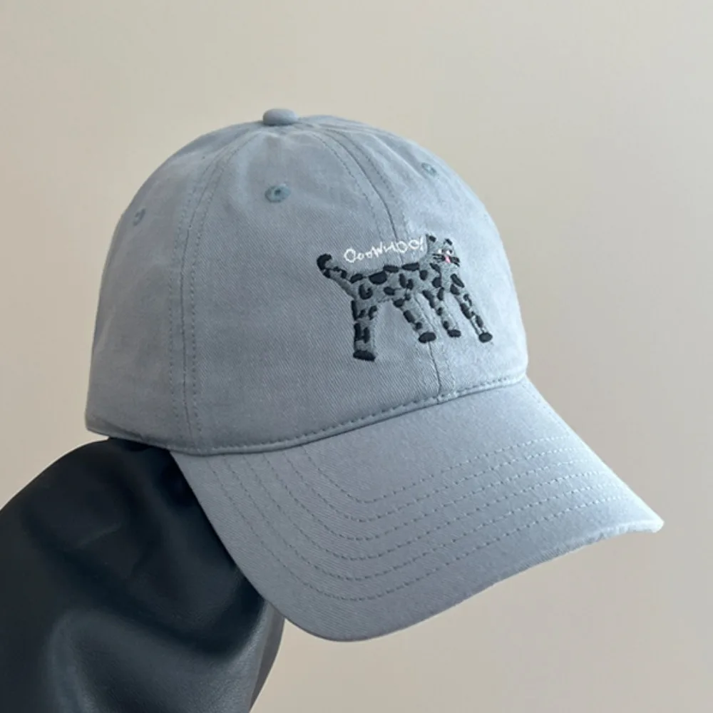 Versatile Embroidered Embroidery Baseball Cap Retro Spotted Cat Letter Baseball Hat Cotton Peaked Cap Sun Hat Outdoor