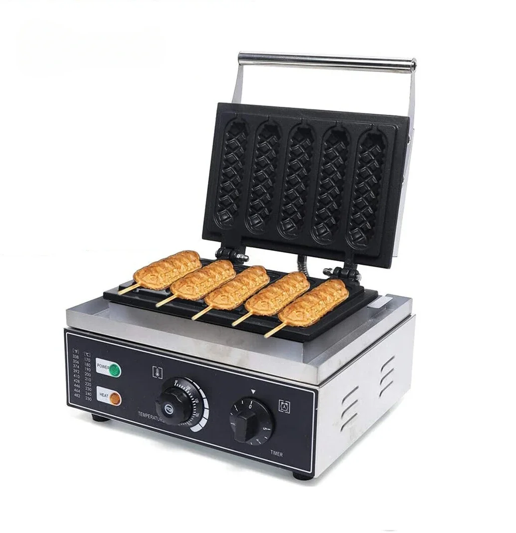 Non-stick coated  commercial electric corn hot dog waffle maker with 5 sticks