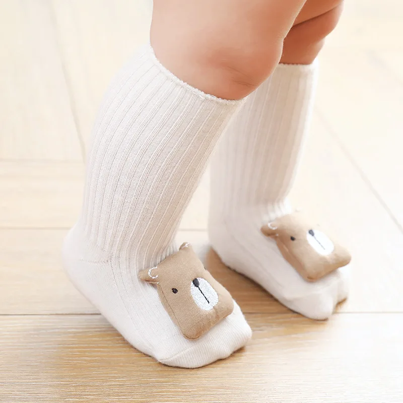 Cute Cartoon Animal Baby Socks Boys Girls Spring Autumn Soft Cotton Bear Cat Elephant Anti Slip Soled Newborn Toddler Socks New