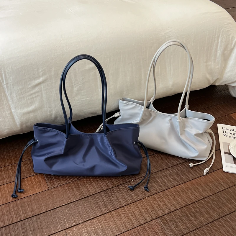 Minimalist Style Nylon Single Shoulder Bag 2026 Fall Winter New High-End Tote Bags Large Capacity Solid Color Shopper Handbags