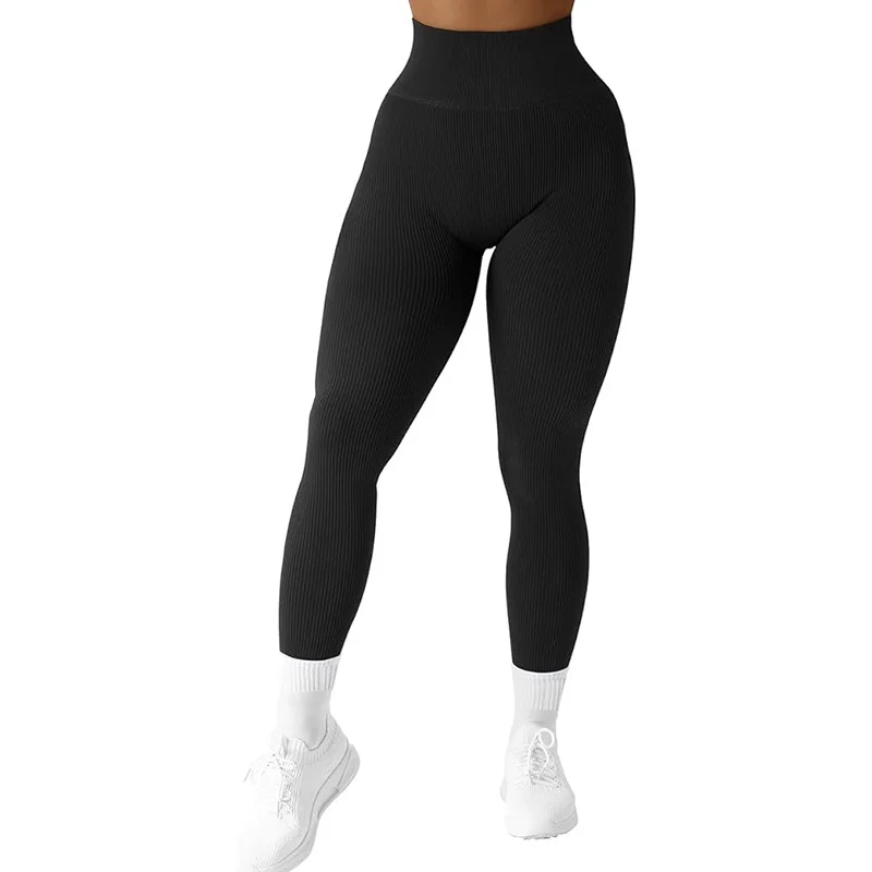 Ribbed Yoga Pants High Waisted Gym Leggings Sport Women Fitness Seamless Female Legging Running Training Tights